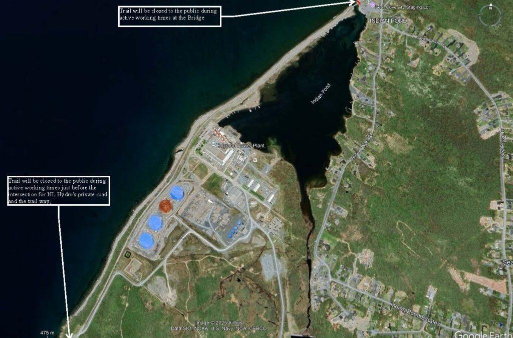 Public Advisory: Hydro conducting work affecting T’Railway access near Indian Pond, Conception Bay