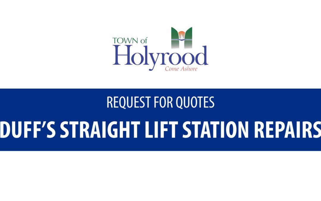 Request for Quotes – Duff’s Straight Lift Station Repairs