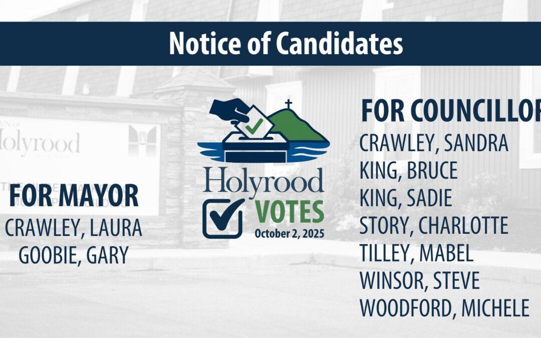 Notice of Candidates – Municipal Election 2025