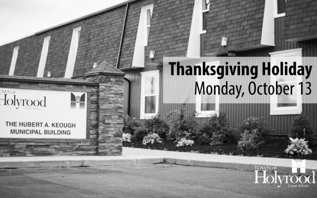 Thanksgiving Holiday – Monday, October 13