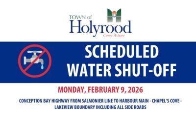 Scheduled Water Shut-Off & Road Closure – Monday, February 9